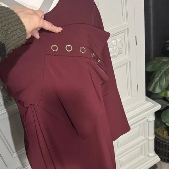 Carmen Marc Valvo Elegant Burgundy Midi Dress Size 18W - Picture 4 of 10